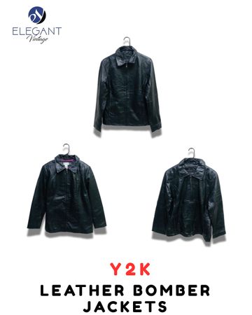 Y2K Leather Bomber Jackets - EV1916