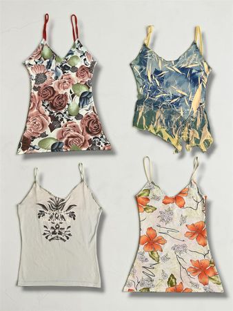 Y2k Cami Tops Blossom Prints