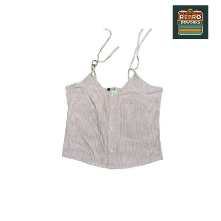 Upcycled Striped Tie-Strap Button-Up Cami