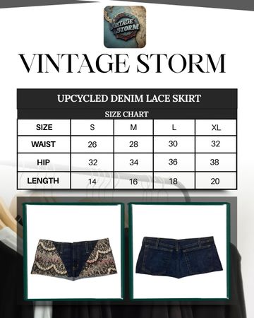 Upcycled Denim Lace Skirt