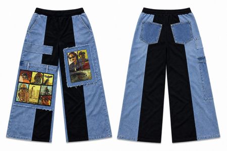 CR1563 Upcycled Graphic Panel Jeans