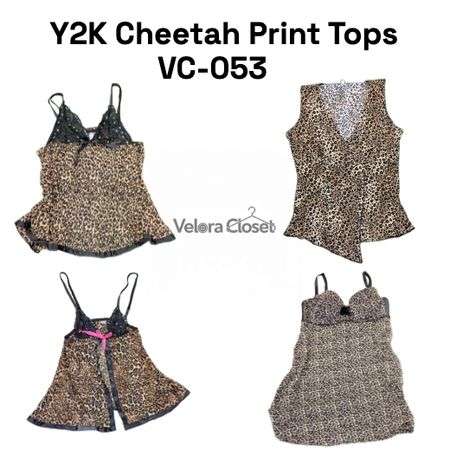 Y2K cheetah print mixed tops