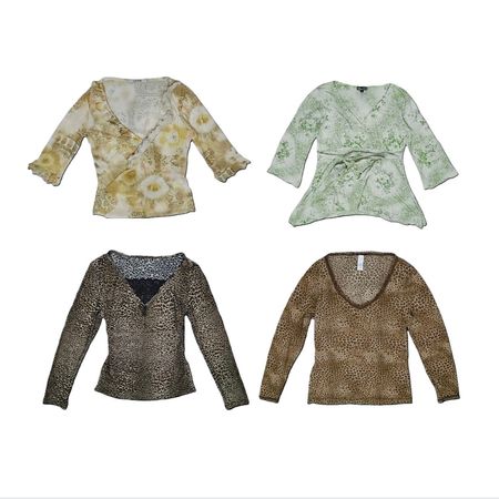 Y2K Forest Aesthetic Mesh Tops