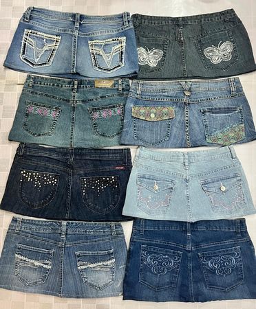 R523 Upcycled Ladies Embellished Micro Mini Skirts