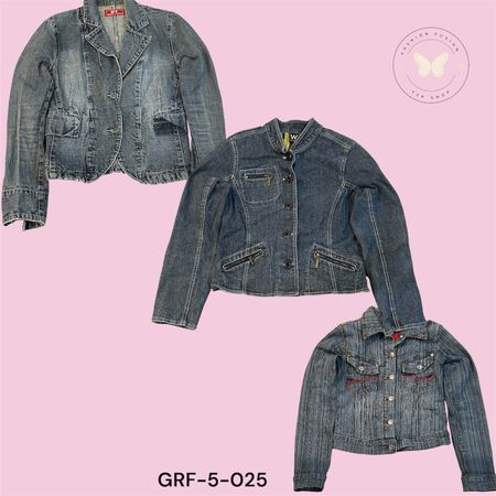 Y2K Vintage Wash Denim Jacket – Retro Street Style (GRF-5-025)