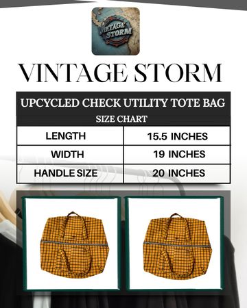 Upcycled Check Utility Tote Bag