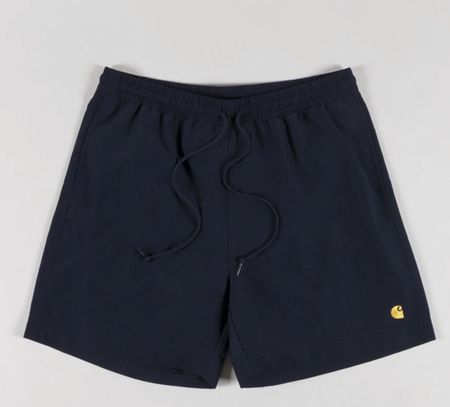 branded swim shorts