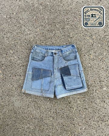 Upcycled Multi-Pocket Denim Shorts