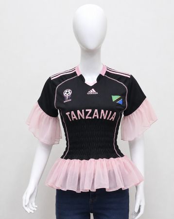 CR1569 Upcycled Ruffle Jersey Top