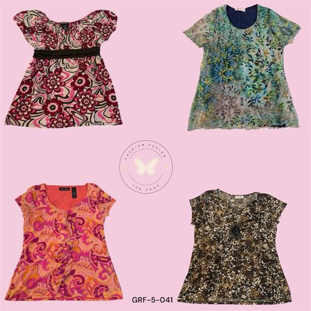 Women’s Retro Y2K Printed Polyester Blouse (GRF-5-041)