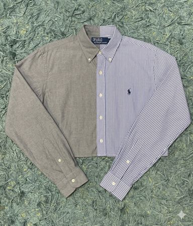Upcycle Ralph Lauren Half & Half Crop Top (DV -05)