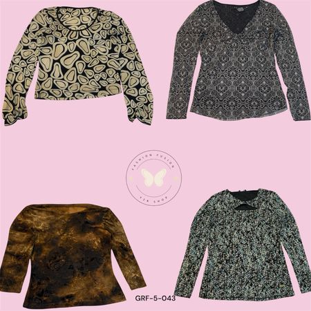 Y2K Printed Poly Blouse for Women (GRF-5-043)