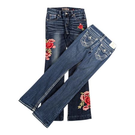Y2K Embroidered low Raise Flare Jeans