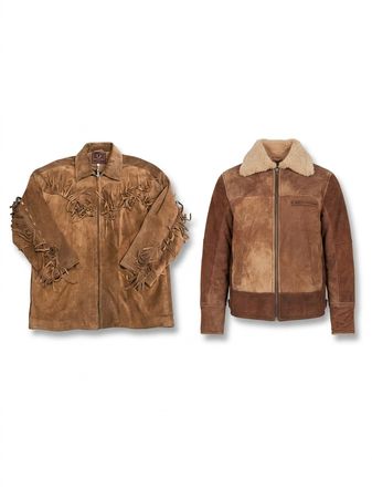 (FV-1382)     Vintage 90s Shearling Leather  Jackets & Suede Winter Coat Bundle