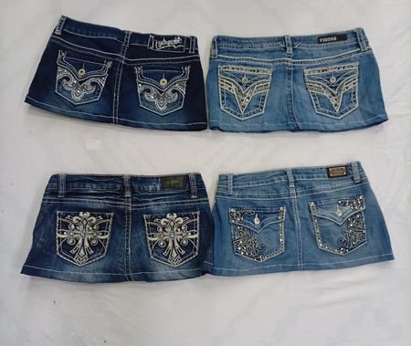 CR8238 Upcycled Y2K Mini Denim Skirts