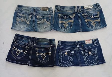 Upcycled Mixed Branded Mini Denim Skirts
