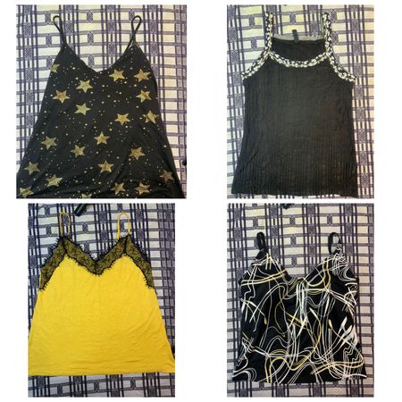 Y2K Cyber & Coquette Camisole Mix - Star Prints, Lace Trim & Abstract Mesh Tops VR-285