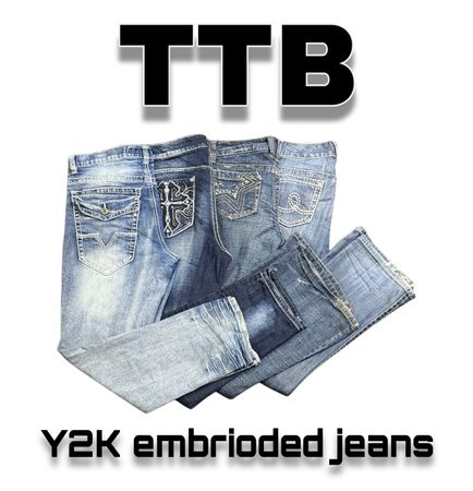 Y2K embroided jeans     (TTB-71)