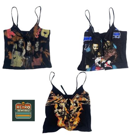Upcycled Graphic Print Cami Tops