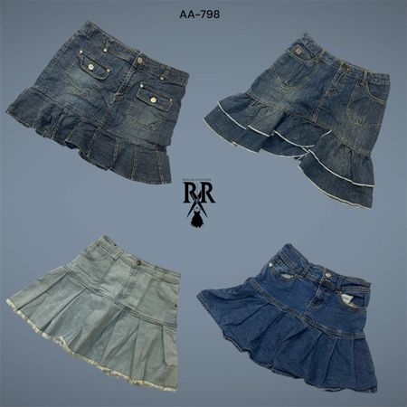 Y2K IT Girl Denim Mini Mix Skirts (AA-798)