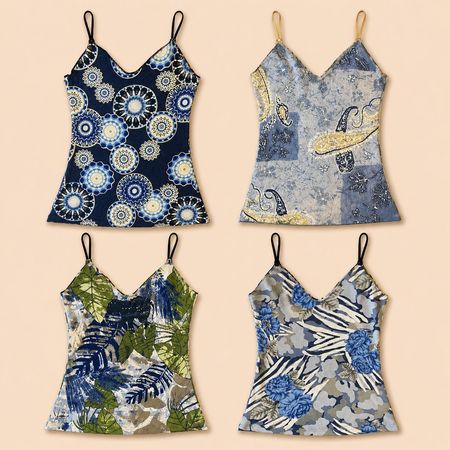 Y2k Earthy Print Cami Tops