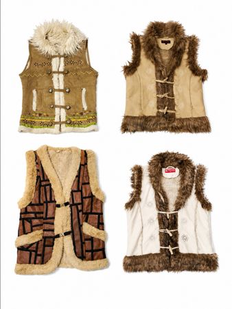 Y2K Suede Shearling Waistcoat Vest Bundle
