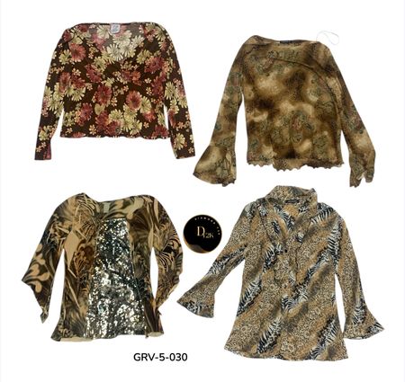 Y2K long sleeve  Sleeve Blouse – Trendy Retro Feminine Summer Top. (GRV-5-030)
