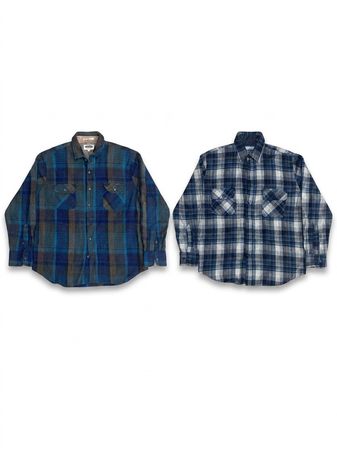 (Fav-1406) Wool Checked Button Up Shirts