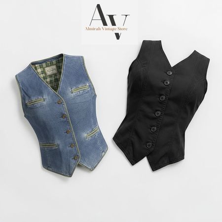 Vintage Wash Button-Up Denim Vest