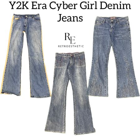 Y2k Era Cyber Girl Denim Jeans Re-3180