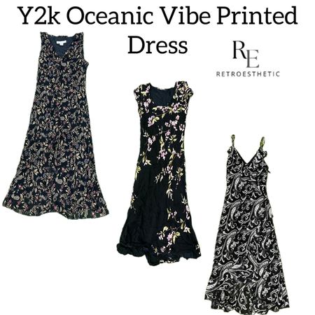 Y2k Oceanic Vibe printed Dress Re-3186