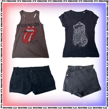 Indie Rockstar-Band Tees, Tank Tops, Shorts, Mini Skirts, Leather Jacket (SS-2374)
