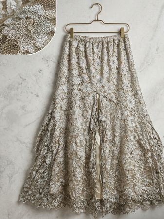 Cream Floral Lace Maxi Skirt