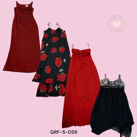 Cyber Y2K Red and Black Polyester Party Dress (GRF-5-059)