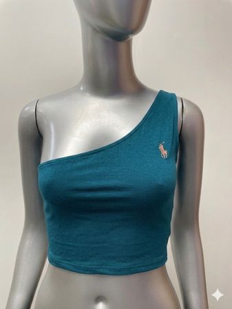Upcycled Ralph Lauren One-Shoulder Crop Top (DV -05)