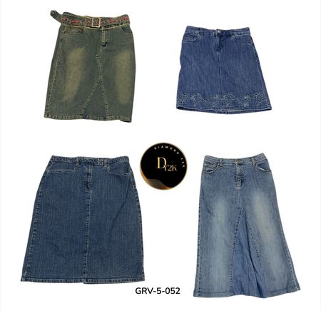 Y2K Denim Midi Skirt – Vintage Streetwear Aesthetic  (GRV-5-052)