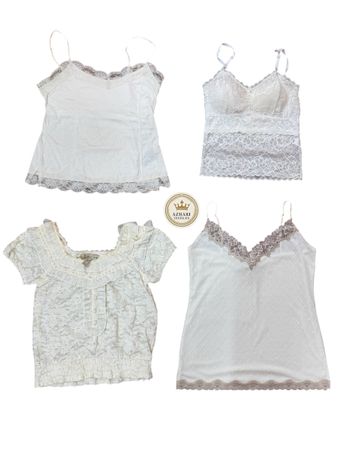 Y2K white Lace Trim Tops 10 pcs 851