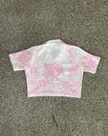 Upcycled Table-cloth Crop Shirt