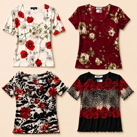 Y2k Blooming Rose Printed Tops