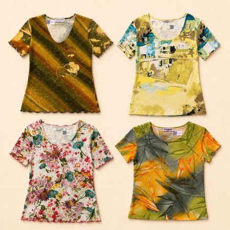 Y2k Printed Bloom Tops