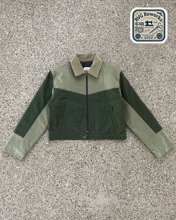 Upcycled Two-Tone Canvas Crop Jacket.50 piece