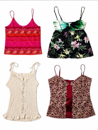 Y2K Fairycore & Floral Cami Tops Bundle – Vintage Boho Camisoles Mix