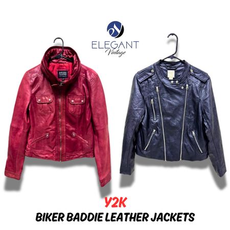 Y2K Biker Baddle Leather Jackets - EV0256