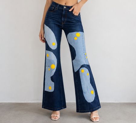 CR1575  “Retro Bubble” Upcycled Flare Jeans