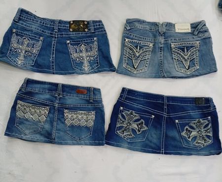 CR8355 Upcycled Y2K Mini Denim Skirts
