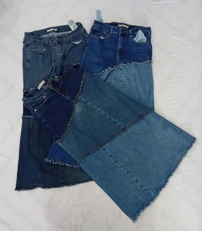 CR8360 Upcycled Levi’s Denim Maxi Skirts