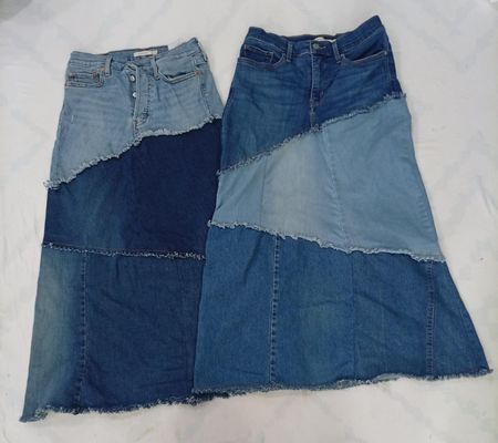 CR8361 Upcycled Levi’s Denim Maxi Skirts