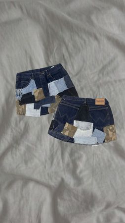 Upcycled Denim Patch Skirt