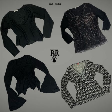 Y2K Black Rave Full Sleeve Tops (AA-804)