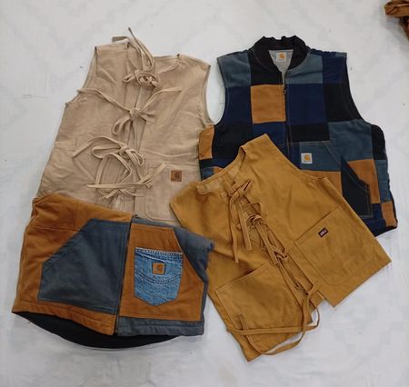 CR8370 UPCYCLED CARHARTT & DICKIES MIX STYLE VEST JACKETS